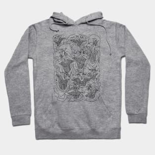 #1 - Limp Faces Psychedelic Line Ink Drawing with Art Style Hoodie